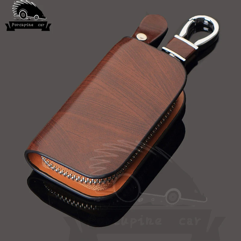 Car Key Signal Blocker - Pegangan kunci mobil kulit serat kayu
